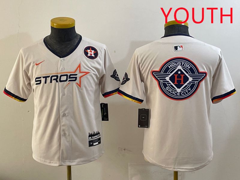 Youth Houston Astros Blank Cream three generations Joint Name 2025 Nike MLB Jersey style 41428->youth mlb jersey->Youth Jersey